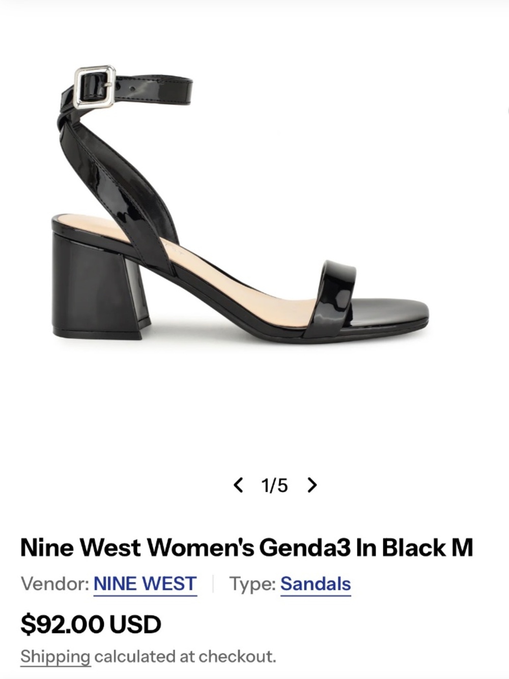 Nine West Women’s Black Patent Genda 3 Dress Sandal